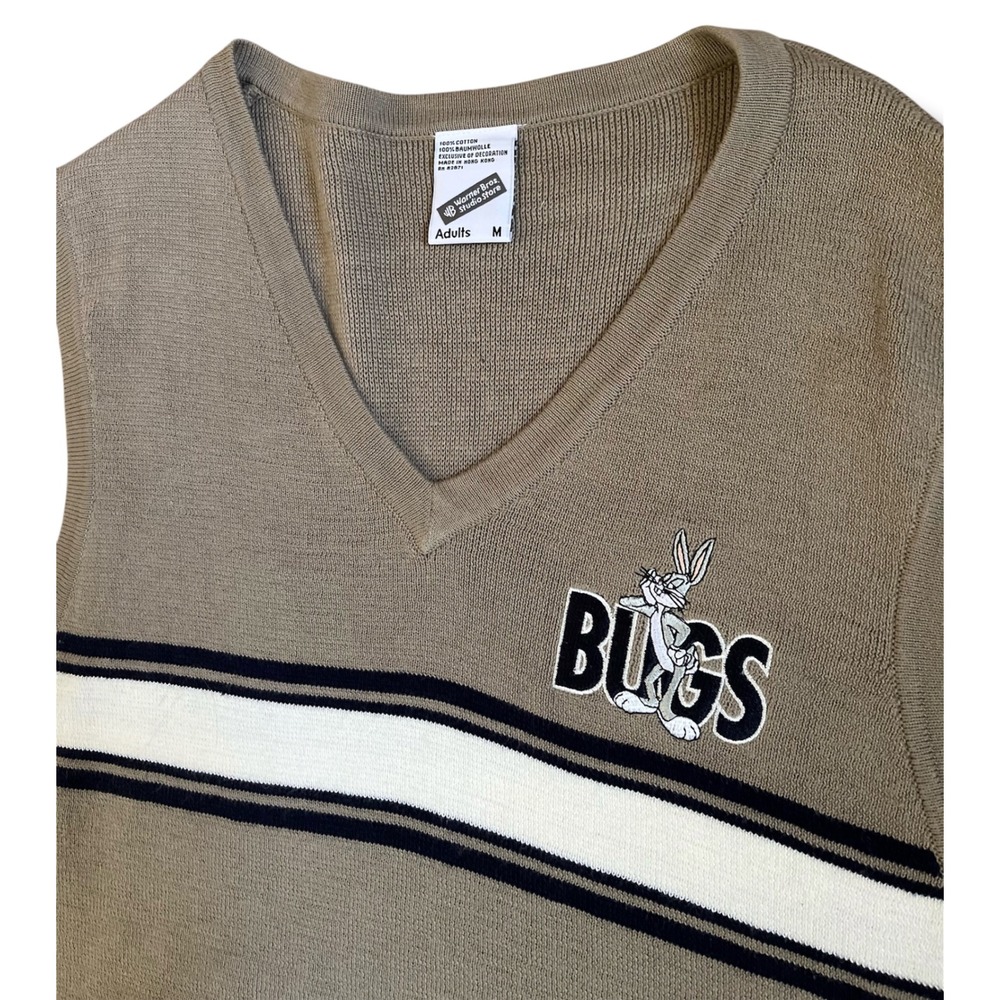 Vintage‎ 1998 Warner Bros Studio Store Bugs Bunny Sweater Vest Mens Medium Brown